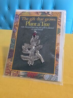 NWT - Plant a Tree Greeting Card with Silver Pine & Bird Hanging Ornament 🌲